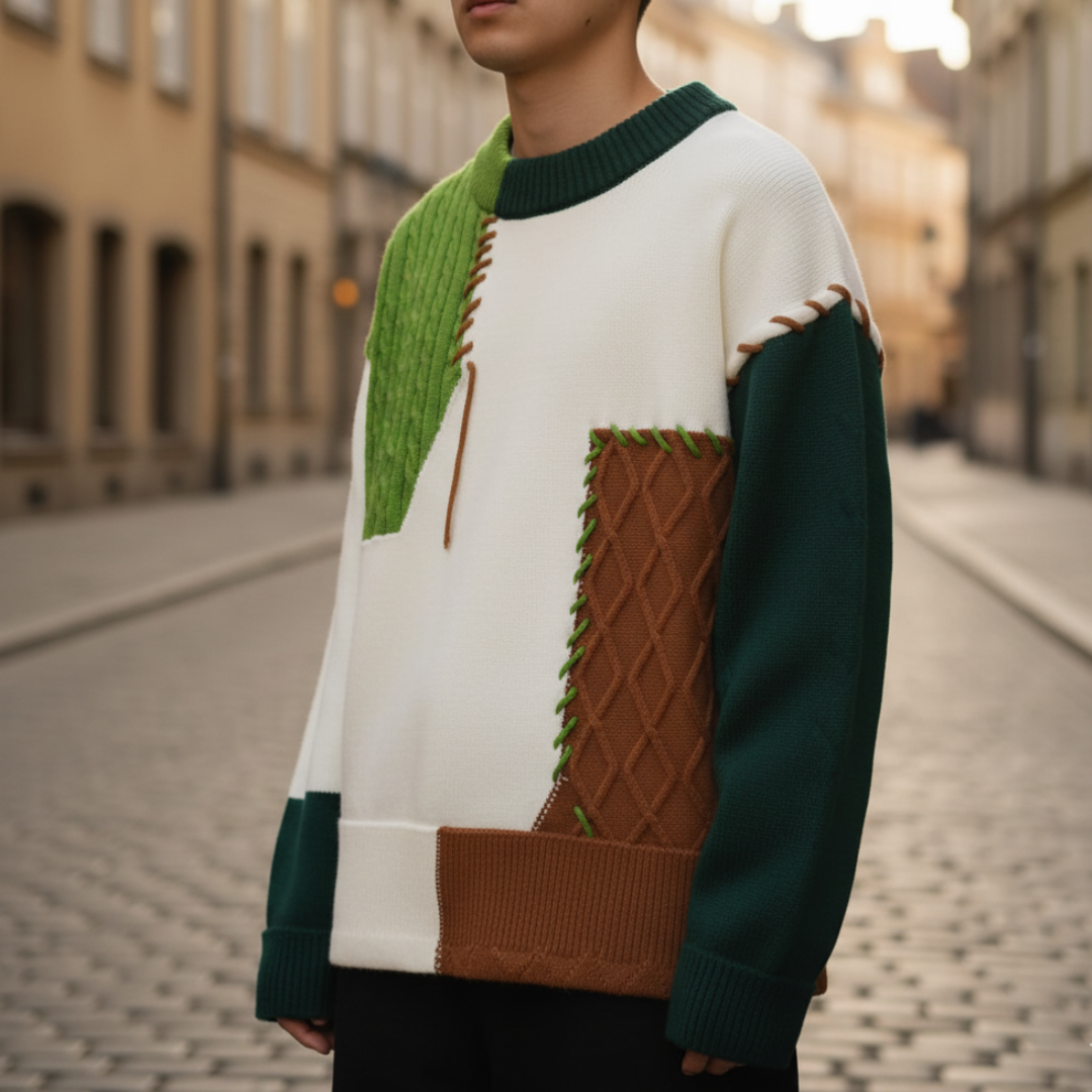 Maglione da uomo con motivo a blocchi di colore