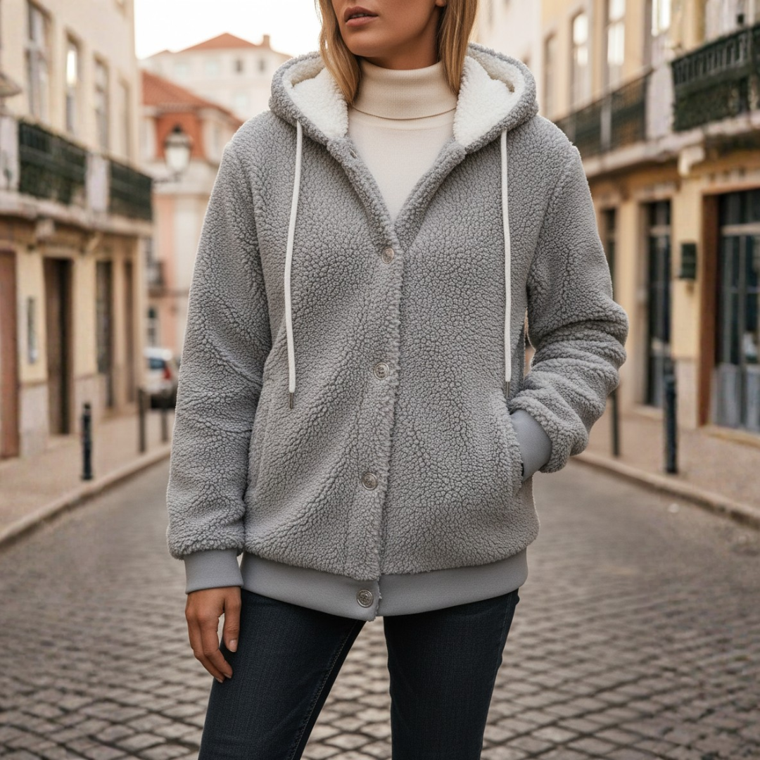 Giacca morbida con cappuccio per donna