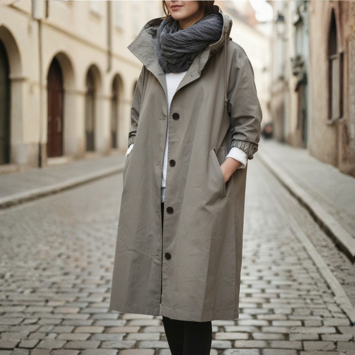 Cappotto impermeabile da donna con cappuccio