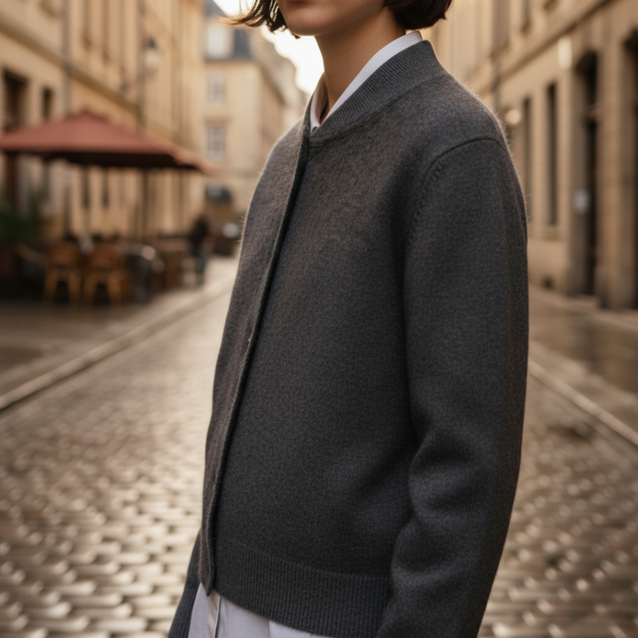 Donna Cardigan Stile Bomber Button-U