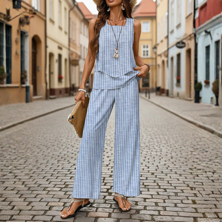 Top e pantaloni larghi da donna