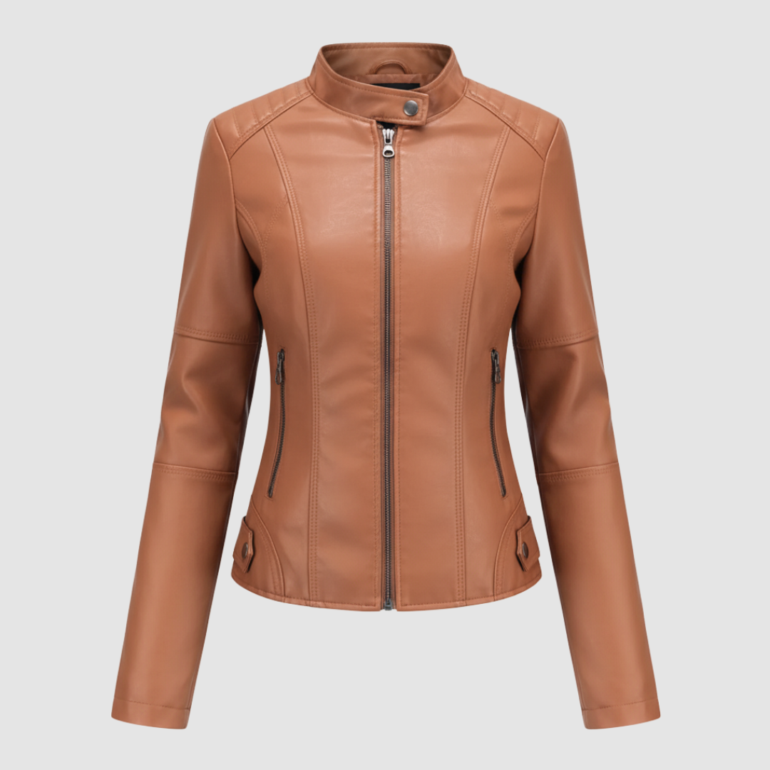 Giacca biker da donna con colletto alla coreana