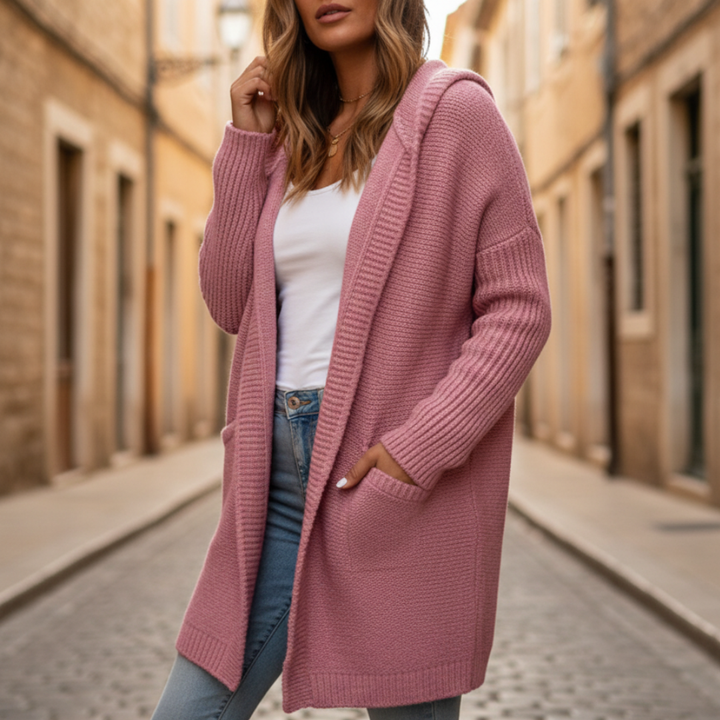 Cardigan con cappuccio per donna