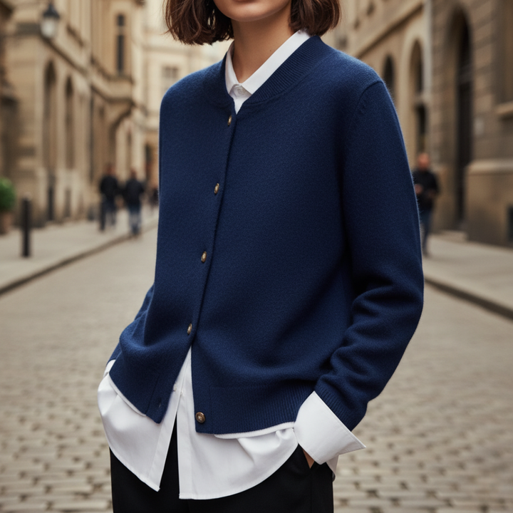 Donna Cardigan Stile Bomber Button-U