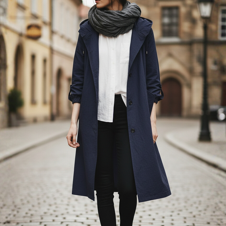 Cappotto impermeabile da donna con cappuccio