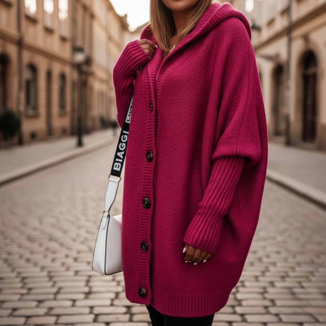 Cardigan con cappuccio per donna