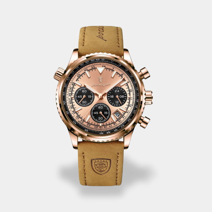 Orologio da uomo cronografo pelle marrone
