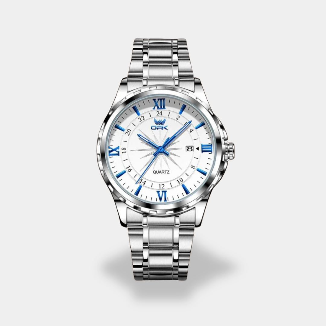 Orologio da uomo con quadrante bianco e cinturino in pelle