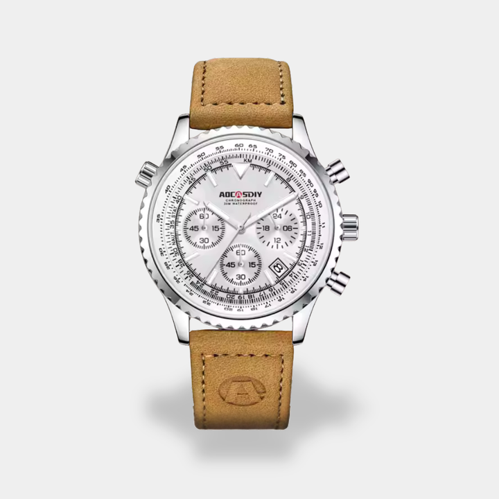 Orologio da Uomo con Cassa in Acciaio e Cinturino in Pelle
